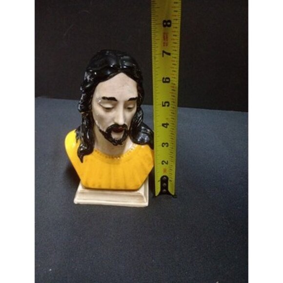 Vintage Hand Painted Bust Of Jesus  7 In - Picture 8 of 8